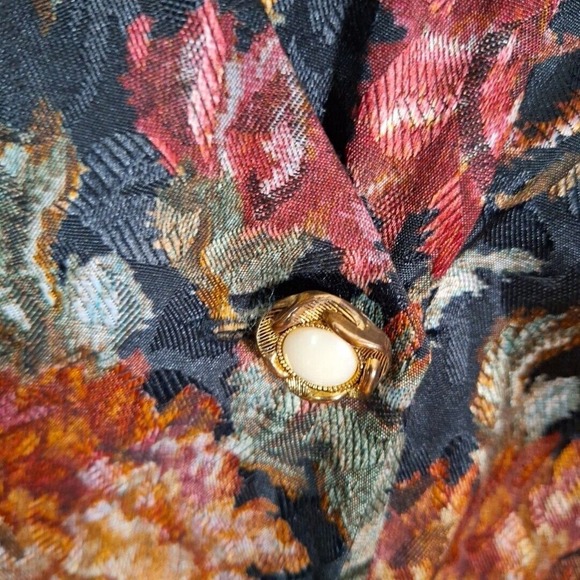 Vtg 80s 90s LIGHTWEIGHT Floral BLAZER Double-breasted Women Size L Gruge - Picture 4 of 11
